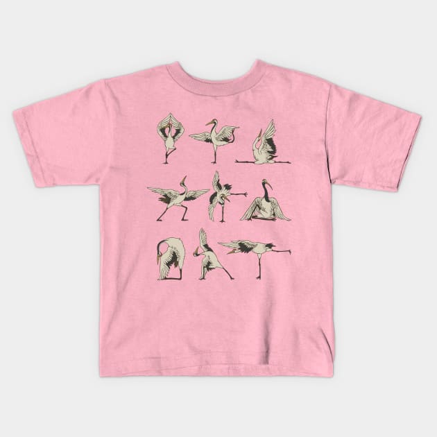 Crane Yoga Kids T-Shirt by huebucket